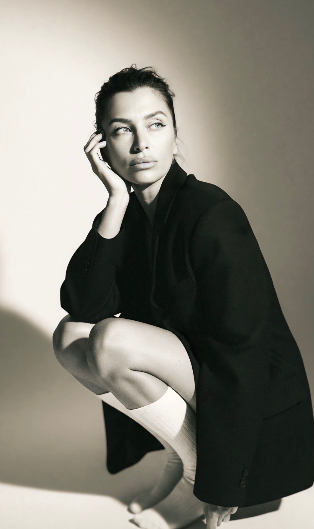 Kelli Love editorial in black blazer